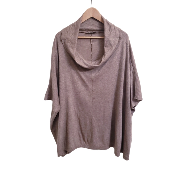 bryn Walker Tops - Bryn Walker Taupe Cowl Neck Short Sleeve Lagenlook Blouse, Size L
